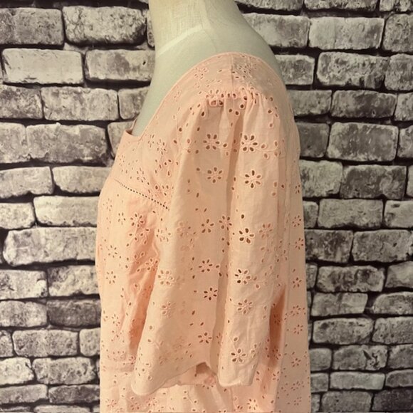 Talbots NWT Peach Eyelet Fabric Blouse Size 2X - Picture 5 of 8
